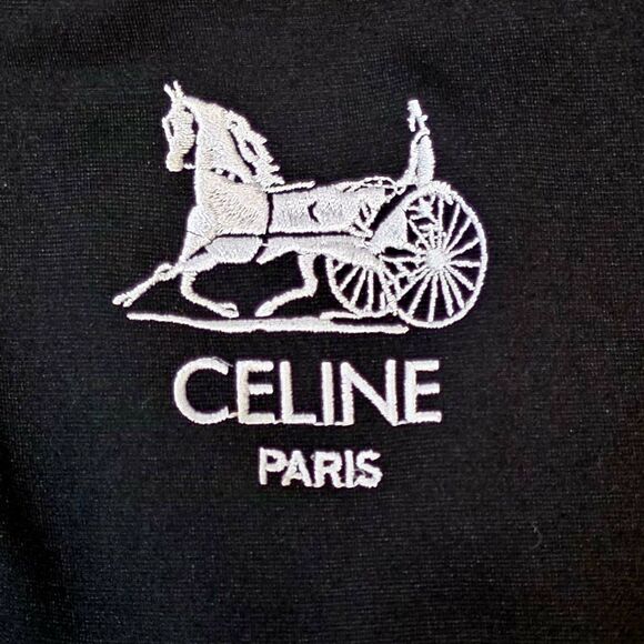Celine Paris Athletic Pants Jogger Women Small Black Embroider Vtg Logo Pockets - Picture 6 of 8